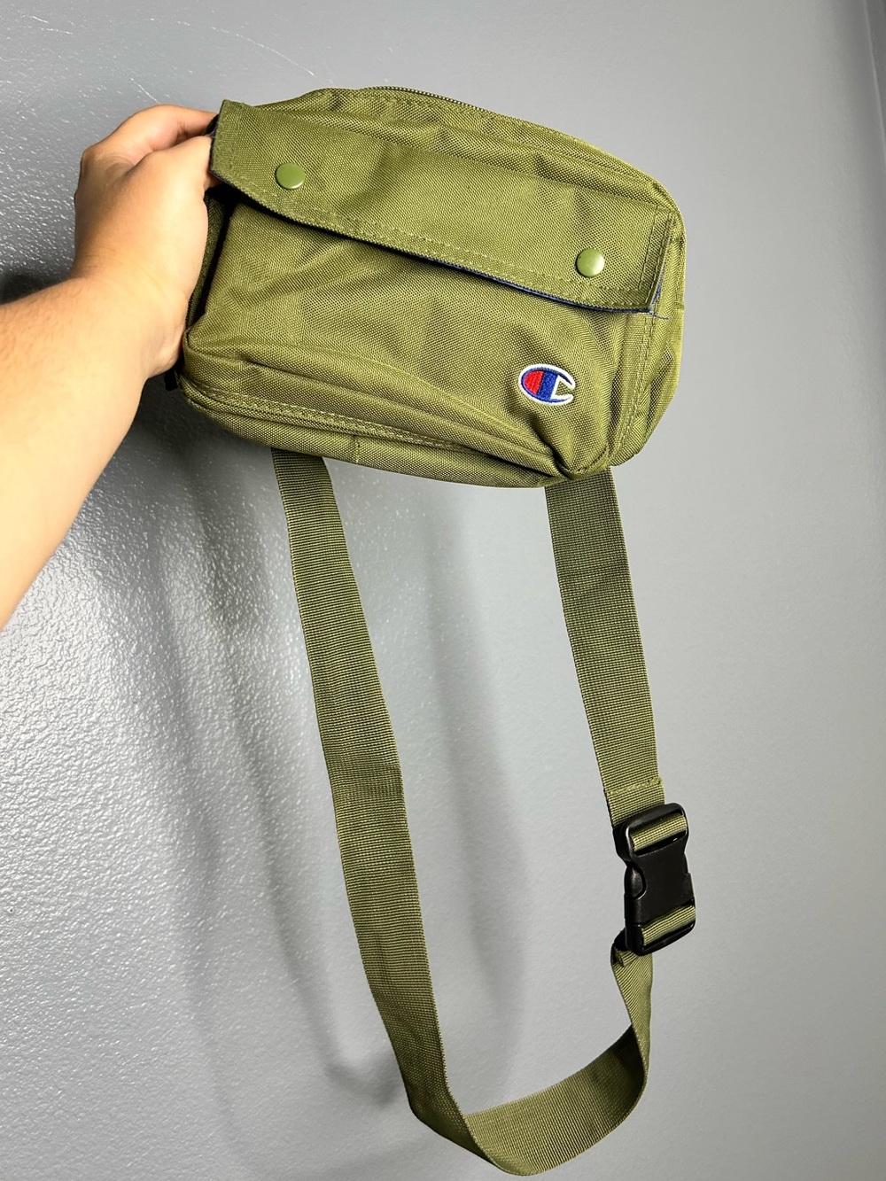 Champion Olive Green Waist Bum Fanny Crossbody Bag with Adjustable Strap